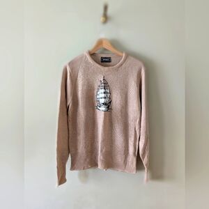 Vintage Medici Beige Embroidered Ship Sweater